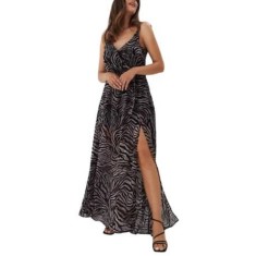 - Rochie maxi, imprimeu animal, amestec de poliester și viscoză, mărimea 34 EU