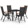 VidaXL Set de masă pentru grădină, 5 piese, negru, aluminiu