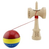 Cumpara ieftin Kendama profesionala din lemn, editie Tricolor si UE, Super Sticky, cupe mari King Size V3, rulment metalic, gaura in baza, 18 cm, multicolor