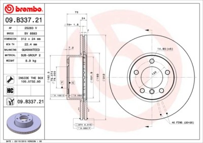 BREMBO 09.B337.21 PRIME LINE - UV Coated Disc frana foto