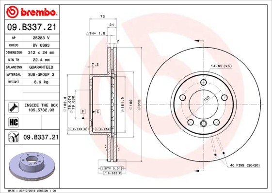 BREMBO 09.B337.21 PRIME LINE - UV Coated Disc frana