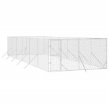 Padoc de exterior pentru caini argintiu 4x12x2m otel galvanizat GartenMobel Dekor, vidaXL