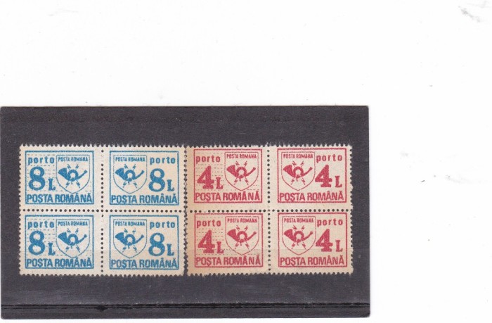 Romania, LP IV.32/1992, Porto duble - Emblema postei, dipticuri perechi, MNH