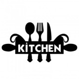Decoratiune metalica de perete Krodesign Kitchen KRO-1120, dimensiune 60 cm, negru, grosime 1.5 mm, VivaTechnix