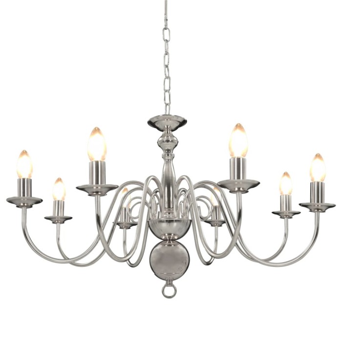 vidaXL Candelabru, argintiu, 8 becuri E14