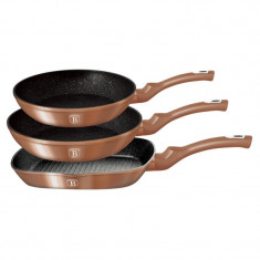 Set 3 tigai Copper Metalic Line Berlinger Haus, 3 straturi de marmura, manere soft touch