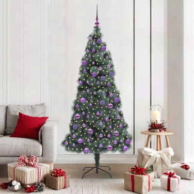 vidaXL Pom de Crăciun artificial pre-luminat cu set de bile 180 cm 3396172 foto