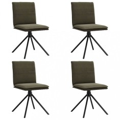 Scaune sufragerie 4buc piele caprioara artificiala verde armata foto