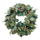 Coronita de Craciun pentru usa, Rosu-Verde, 40 cm, PVC, Artificiala, Decorata, Interior/Exterior, Flippy