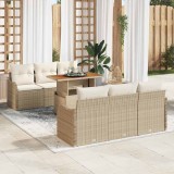 Cumpara ieftin Set de canapele pentru grădină cu pernă 7 pcs bej și crem