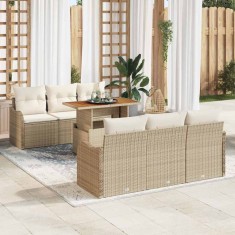 vidaXL Set de canapele pentru grădină 7 pcs Bej Rattan poli 3358143