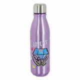 Sticlă Apă Aluminiu, Model Diamant Curcubeu Fluture, Culoare Mov, Capacitate 600ml, Oem