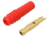 Conector de laborator banană 1mm roşie, 6A, 30VAC, 60VDC
