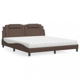 VidaXL Pat cu saltea, maro, 180x200 cm, piele ecologică