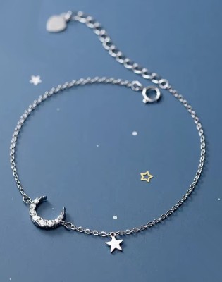 Brățară Femei Argint 925, Charm Lună și Stea, Design Elegant, ARG228C foto