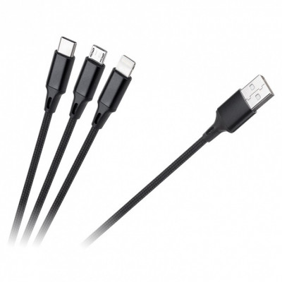Cablu de incarcare 3 in 1 USB la Micro USB, USB tip C, Lightning 1m, RB-6005-100-B foto