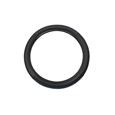 Husa volan premium imitatie piele 38 cm negru cu linie albastra Cod: WPU02C foto