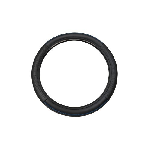 Husa volan premium imitatie piele 38 cm negru cu linie albastra Cod: WPU02C