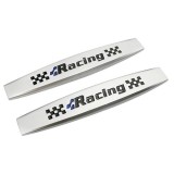 Set 2 x embleme auto metalice, autoadezive, model &quot;racing&quot;, finisaj crom, dimensiune, 10 x 1,5 cm, AVEX