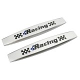 Set 2 x Embleme auto metalice, autoadezive, model &quot;RACING&quot;, finisaj Crom, dimensiune, 10 x 1,5 cm FAVLine Selection, Oem