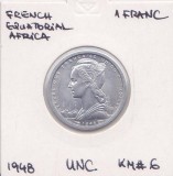 Moneda Africa Ecuatoriala Franceza 1 Franc 1948 - KM6 UNC ( vezi descriere )