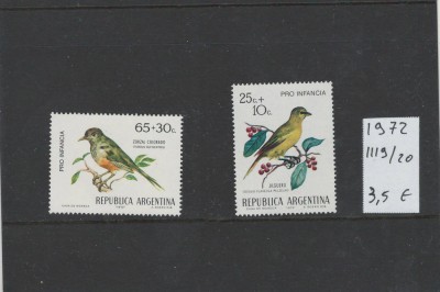 Argentina 1972 - Mi 1119/20 - Pasari, fauna foto