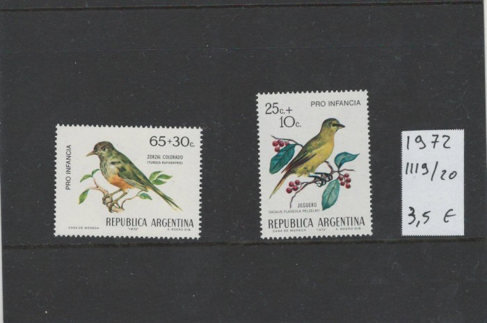 Argentina 1972 - Mi 1119/20 - Pasari, fauna