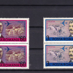 ROMANIA 1972 LP 803 ANIVERSARI AVIATIE BLOCURI DE 4 TIMBRE MNH