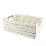 Coș Bicolor Depozitare Metal / H&acirc;rtie 39X27X15,5 Cm &ndash; Alb / Natural | Organizatoare Baie