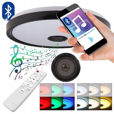 Plafoniera LED RGB 72W, telecomanda, Bluetooth, melodii, control volum si intensitate lumina, Android si iOS, 50 cm foto