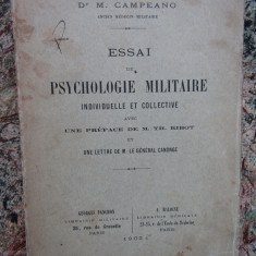 ESSAI DE PSYCHOLOGIE MILITAIRE INDIVIDUELLE ET COLECTIVE... Dr. M. CAMPEANO 1902