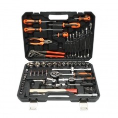 Trusa chei tubulare, chei fixe, biti cu scule si unelte 76 piese Breckner Germany