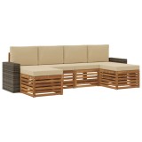 vidaXL Seturi de canapele 6 pcs Natural și Bej Lemn Solid de Acacia 3384699
