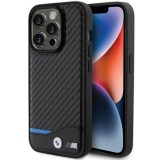 Husa pentru iPhone 15 Pro - BMW Leather Carbon MagSafe (BMHMP15L22NBCK) - Black