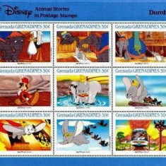 Grenada Grenadines 1988 Cartoon, Disney, Dumbo, perf.sheetlet, MNH AD.010