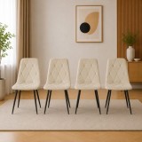 Set 4 scaune bucatarie si living Artool Libra, catifea bej, metal negru