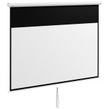 HOMCOM Ecran Proiector 100&quot;, 16:9, Montaj Perete/Tavan, Material Mat Premium, Blocare Automată, 221x124 cm, Alb | Aosom Romania