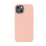 Lemontti Husa Liquid Silicon MagCharge iPhone 14 Coral (protectie 360&deg;, material fin, captusit cu microfibra)