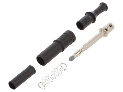 Conector banană 4mm 36A negru cu izolație 80,4mm foto