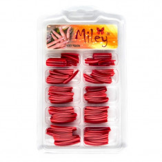 Tipsuri pentru manichiura colorate, 100 bucati, rosu foto