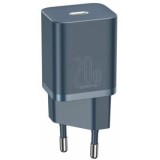 Incarcator retea Baseus Super Si, Quick Charge 20W, 1 x USB Type-C 5V/3.0A, include Cablu USB Type-C la Iphone Lightning 1m, albastru