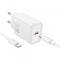 Incarcator Retea Cu Cablu USB-C HOCO N62, 30W, 3A, 1 x USB-C, Alb
