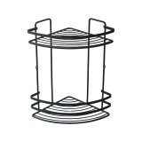 Etajera pentru baie, din metal, pe colt, doua rafturi, negru mat, SB052B, 190 x 190 x 320 mm