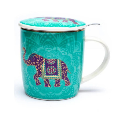 Cana Portelan cu infuzor metalic, Indian Elephant, 400ml foto