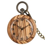 Ceas de buzunar Gorben P983 Maro-Lemn - Quartz, Afisaj cu Cifre Arabe, Cu Lant Vintage Retro