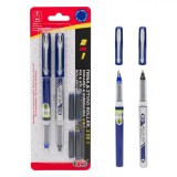 Set Stilou și Pix Roller, Transparent, 2 Bucăți, Rezerve Cerneală Albastră, Sistem Avansat de Curgere, Oem