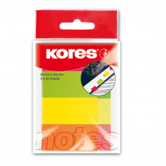 Notite Adezive Kores, 4 Culori, 50 File/Culoare, 20x50 mm, Sticky Notes, Index Adeziv, Notite Adezive Colorate, Notite Adezive Index, Set Notite Adezi