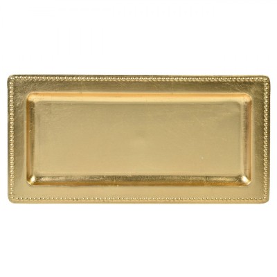 Tavă Decorativă Crăciun Dreptunghiulară, Auriu, 35.5x17.8cm, Plastic foto