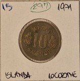 297 Iceland Islanda 10 Aurar 1971, KM#15