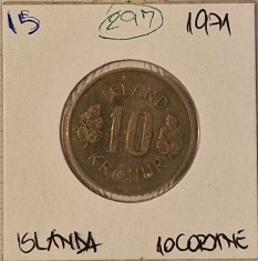 297 Iceland Islanda 10 Aurar 1971, KM#15